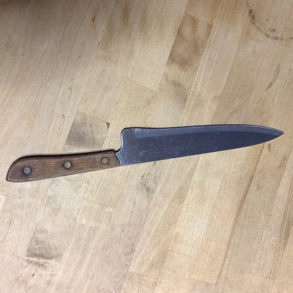 Vintage Maxam Steel Japan & Rogers Co Stainless Steel Wood Handle Knife